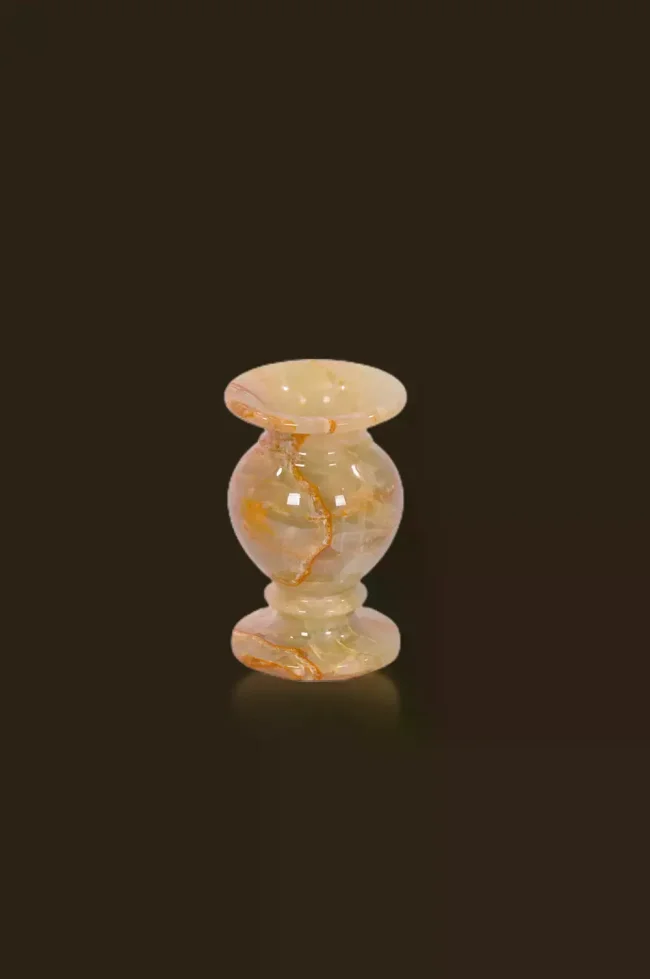 Natural alabaster stone handmade little vase made in pakistan