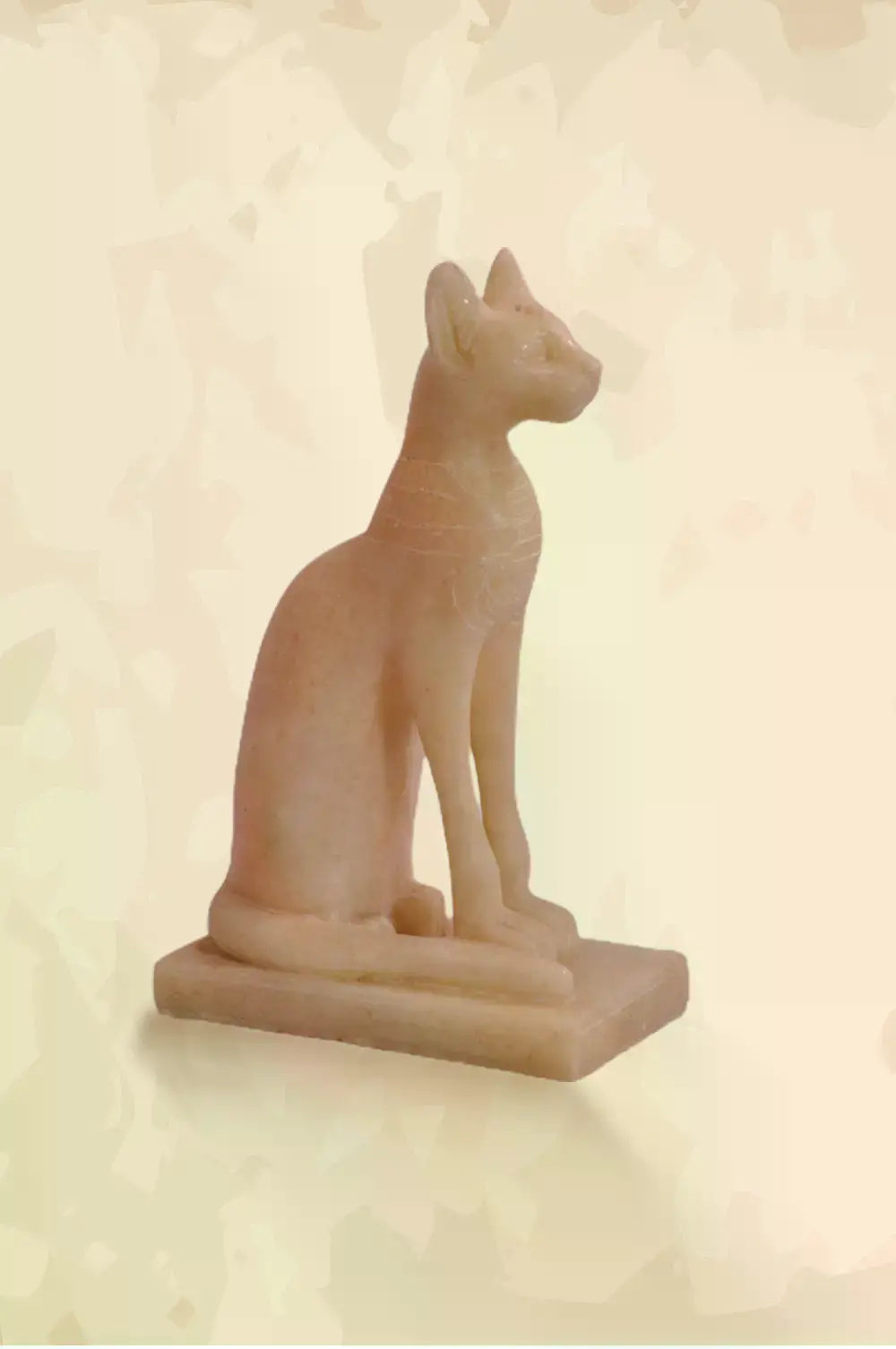 White alabaster stone beautifully crafted and shaped cat