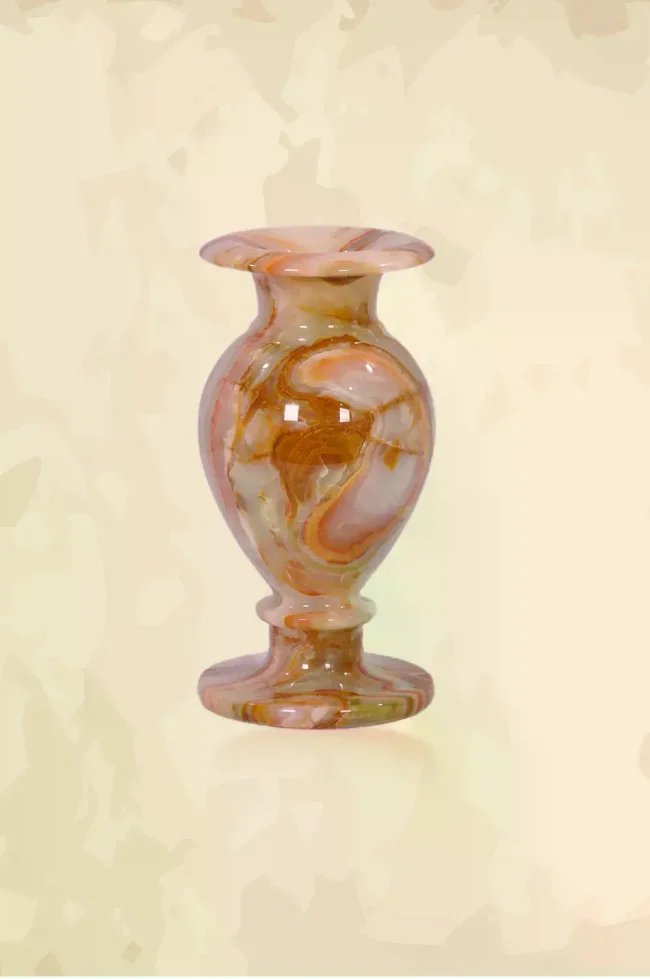 Natural alabaster stone colored vase made in pakistan