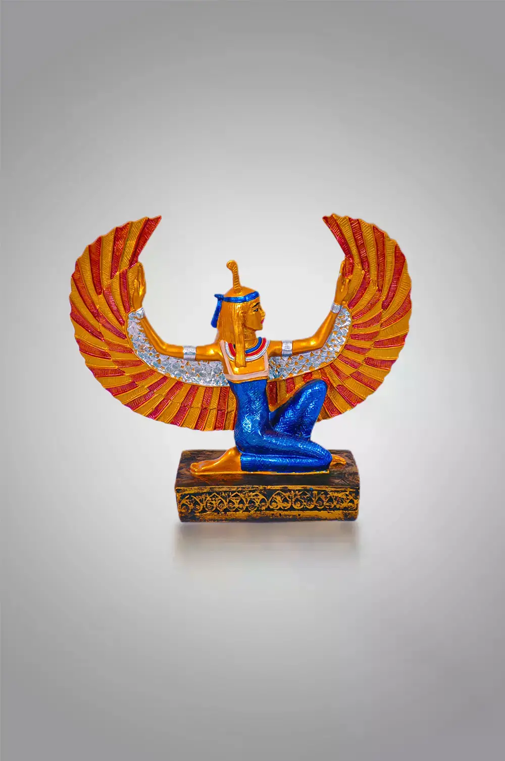 Gold color winged goddess Isis statue